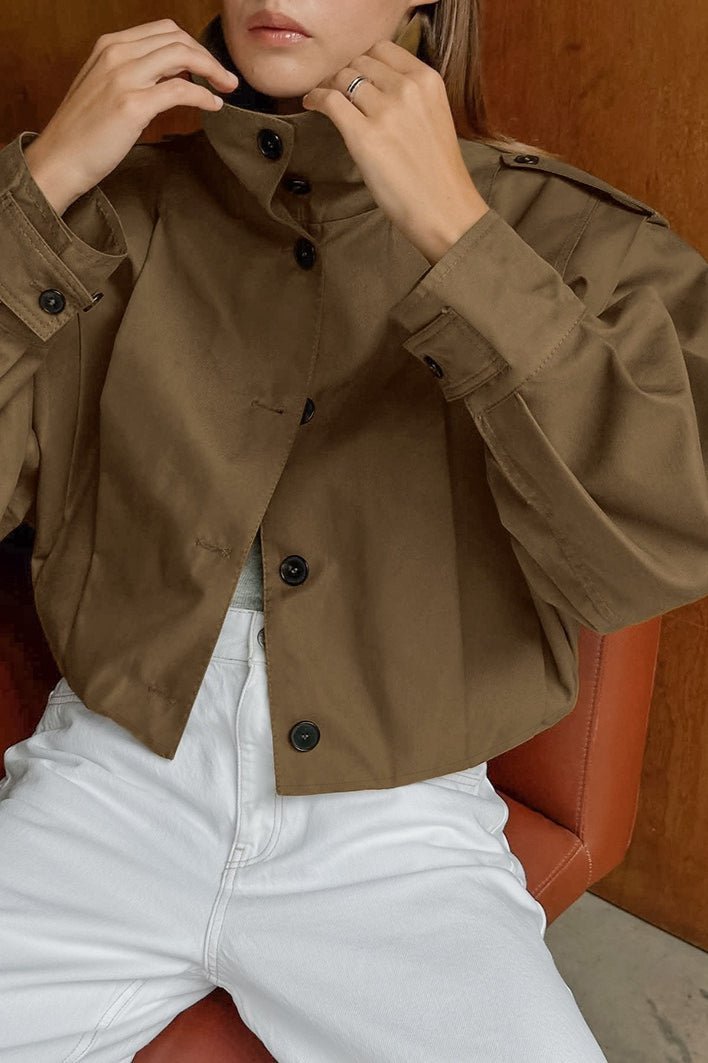 SEAME - Abigail Pleated Collar Jacket Brown L