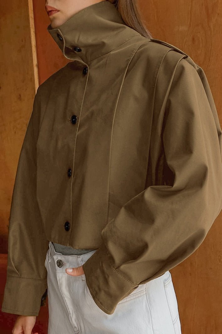 SEAME - Abigail Pleated Collar Jacket Brown M