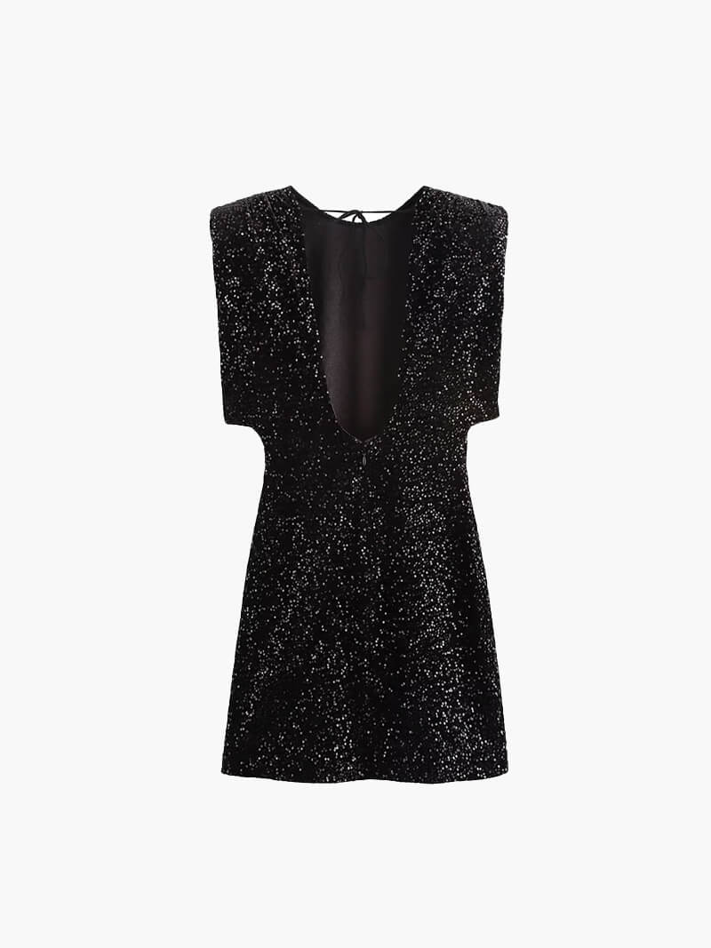 Seame - Annie Glitter Mini Dress Black S