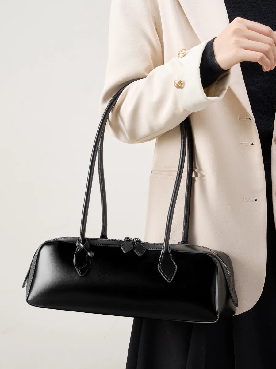 SEAME - Bridget Leather Baguette Bag Black