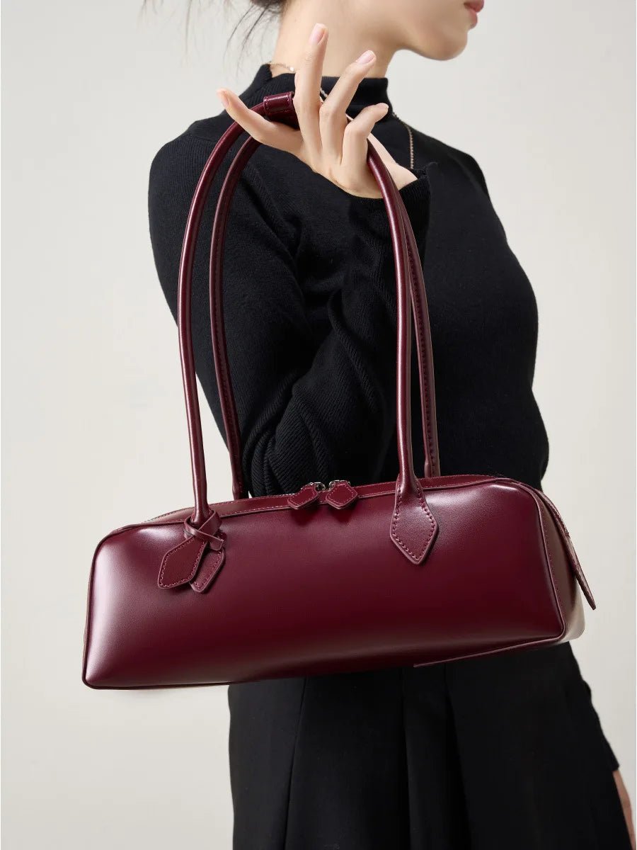 SEAME - Bridget Leather Baguette Bag Wine Red