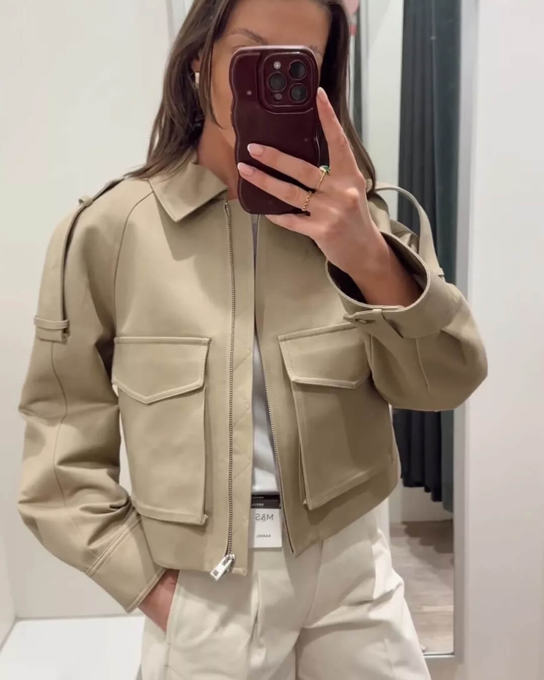 SEAME - Ella Cropped Trench Jacket beige XL