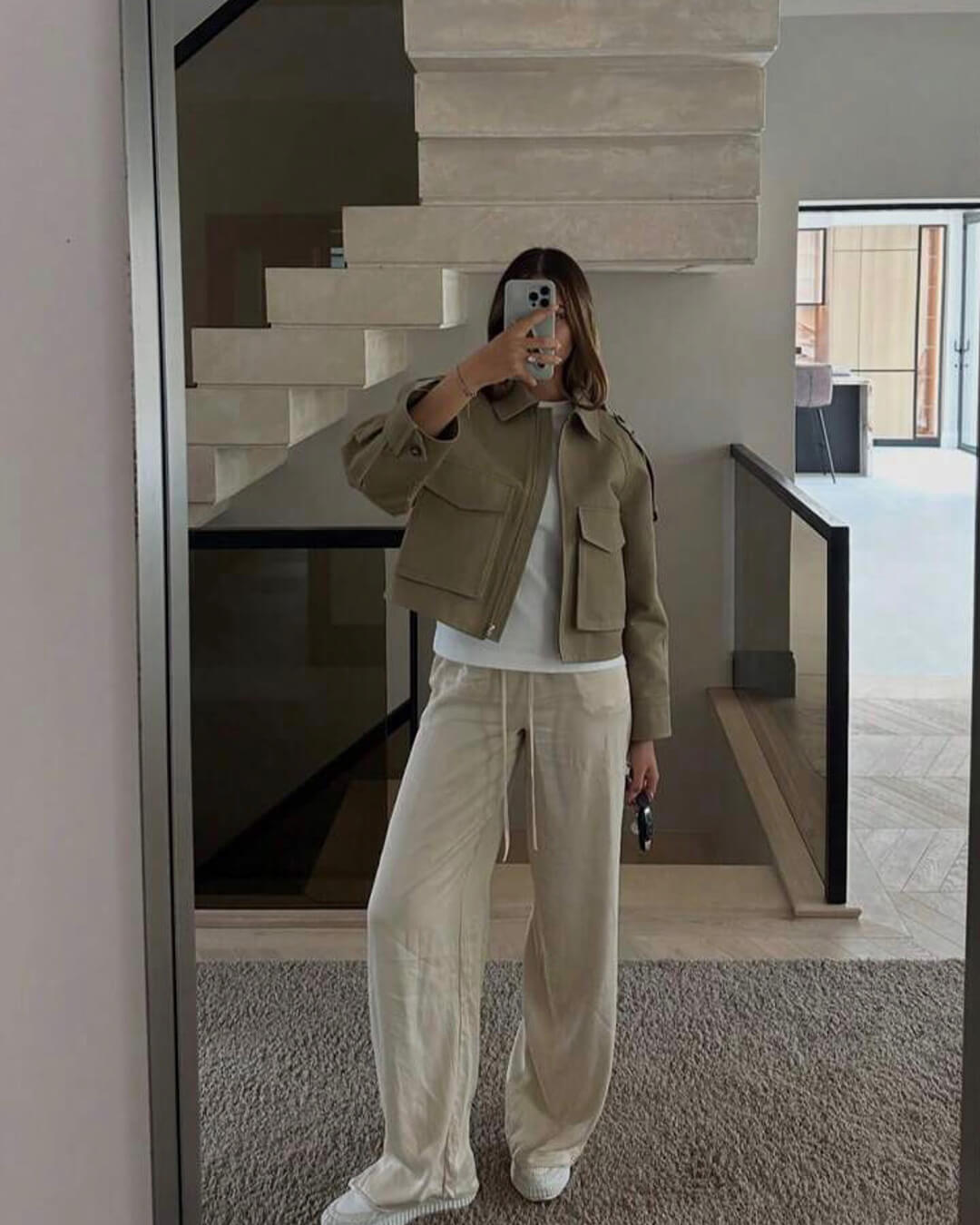 SEAME - Ella Cropped Trench Jacket khaki L