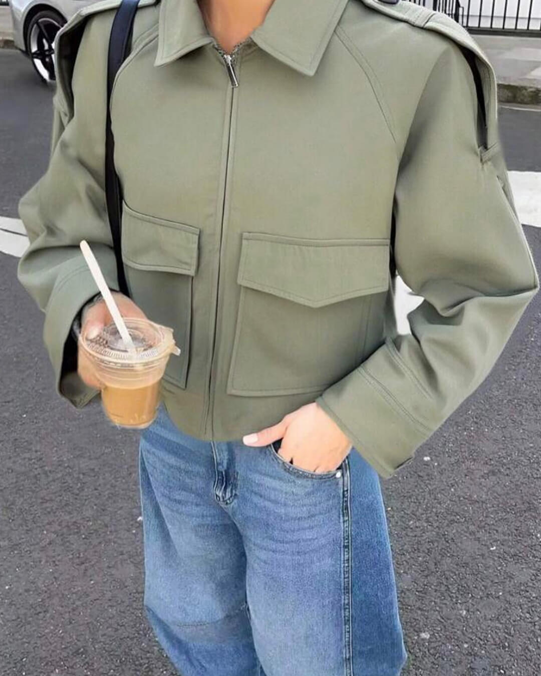 SEAME - Ella Cropped Trench Jacket khaki XL