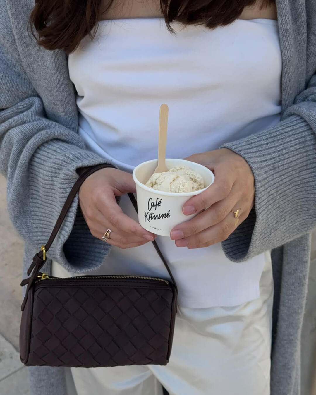 SEAME - Eva Woven Suede Bag Beige Regular