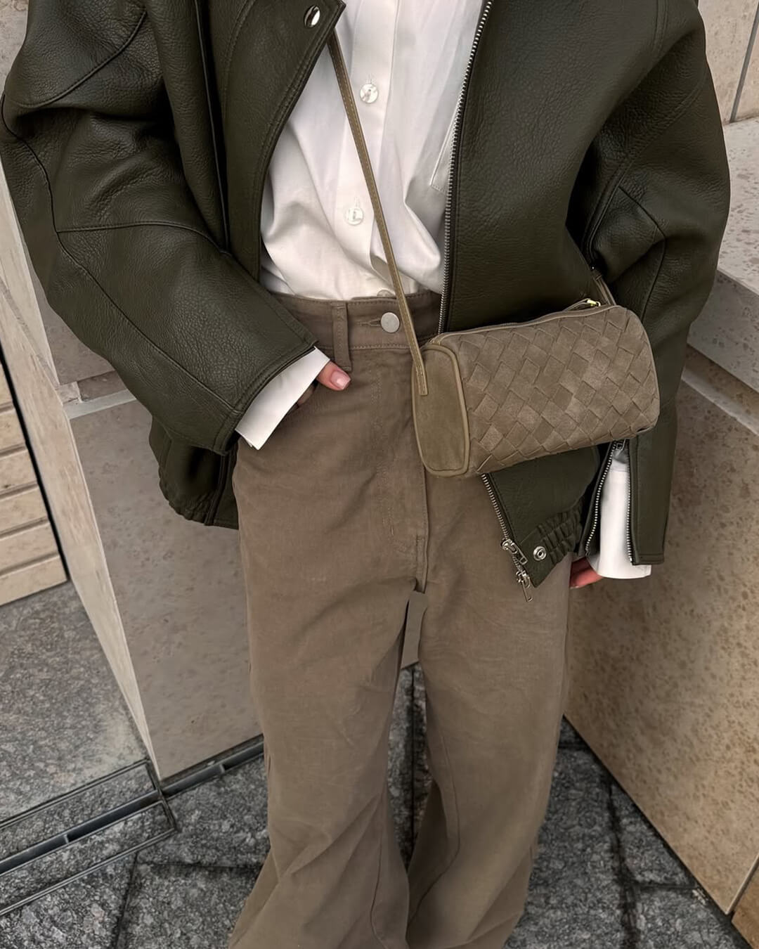 SEAME - Eva Woven Suede Bag Beige Regular