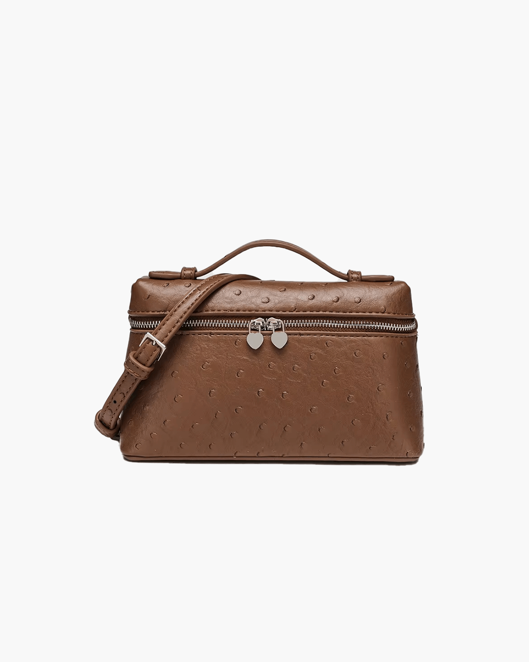 SEAME - Felicia Ostrich inspired Leather Vanity Bag Brown Regular