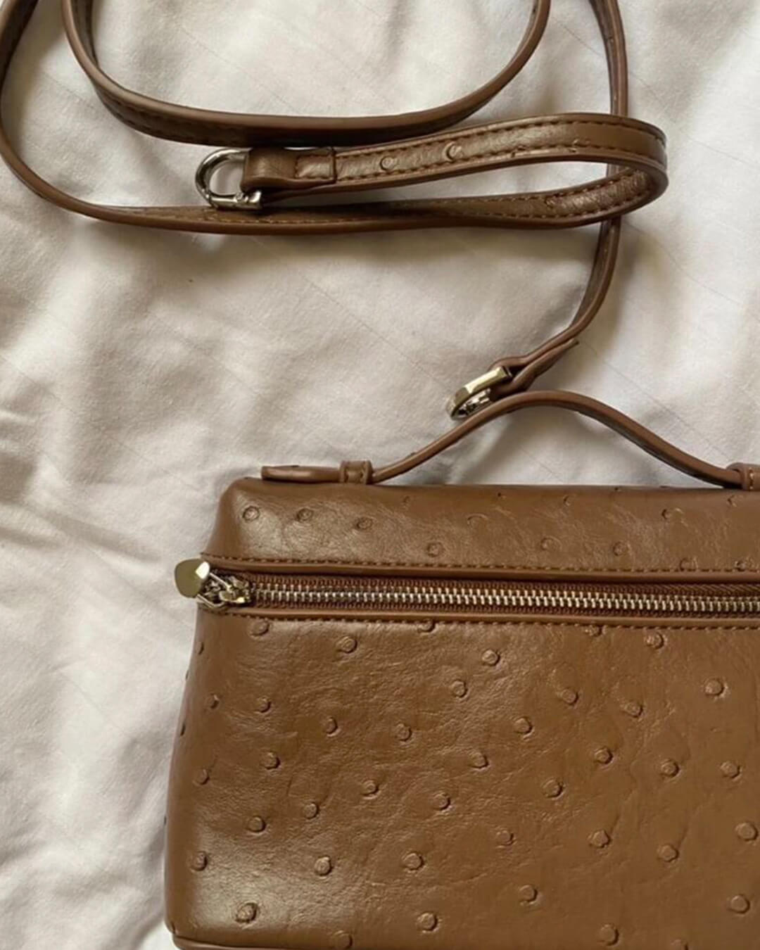 SEAME - Felicia Ostrich inspired Leather Vanity Bag Brown Regular