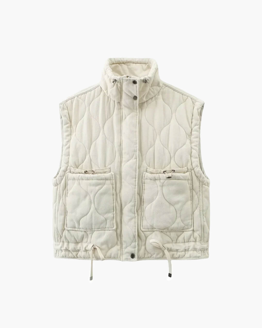 SEAME - Fiona Quilted Padded Vest Creme XS