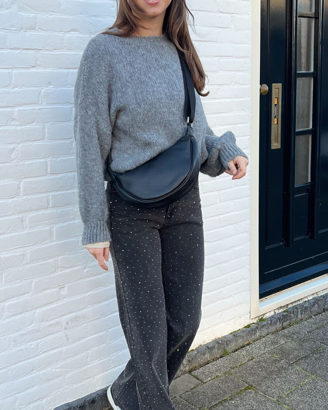 SEAME - Gabriela Vegan Leather Hobo Bag Black Regular