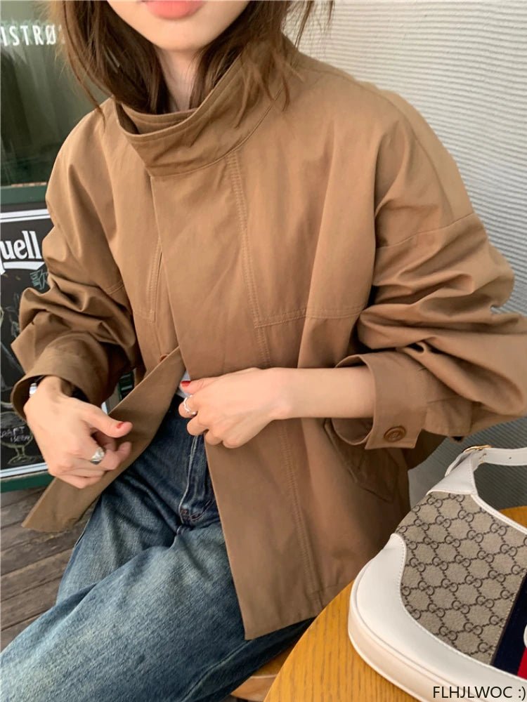 SEAME - Harper Windbreaker Jacket Brown One Size
