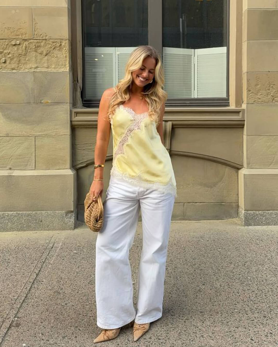 SEAME - Josephine Elegant Lace Top Yellow M