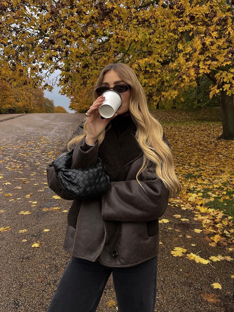 Seame - Laila Faux Leather Jacket Brown S