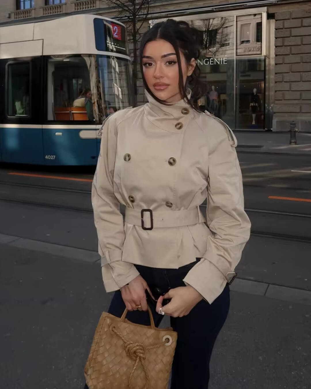 SEAME - Lyss Cropped Trench Coat Beige XL