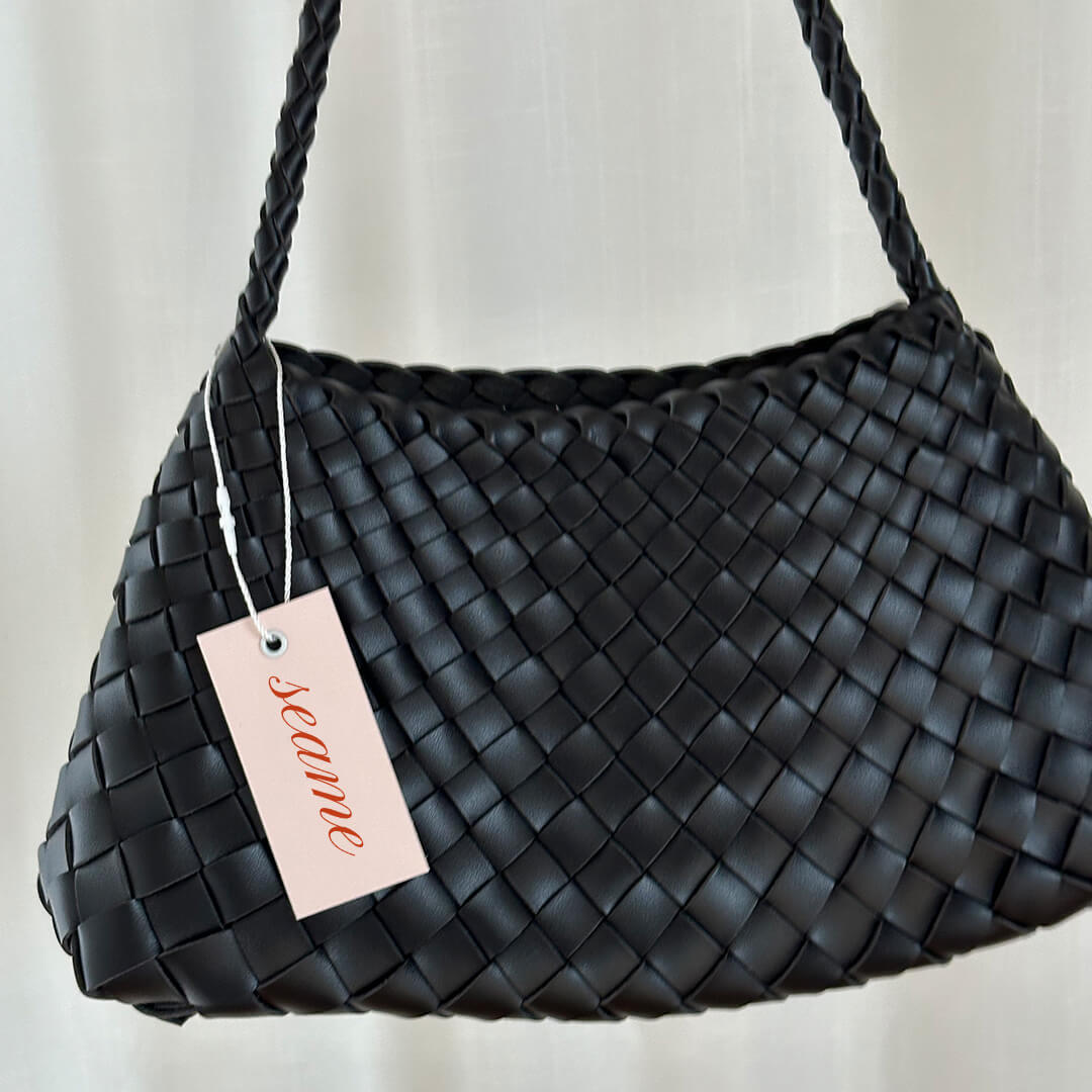 SEAME - Madeleine Vegan Leather Woven Bag Small Green Small