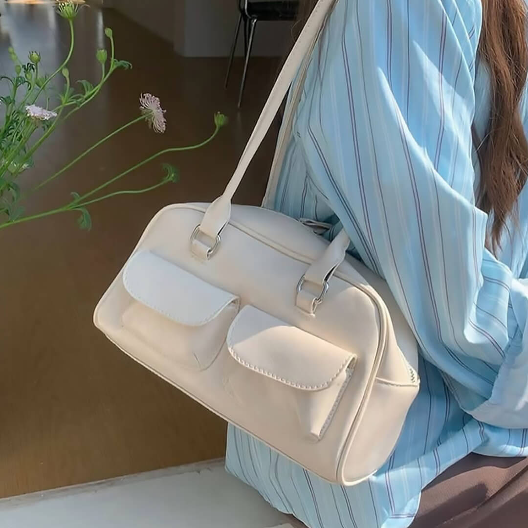 SEAME - Maelle Vegan Leather Pocket Bag White Regular