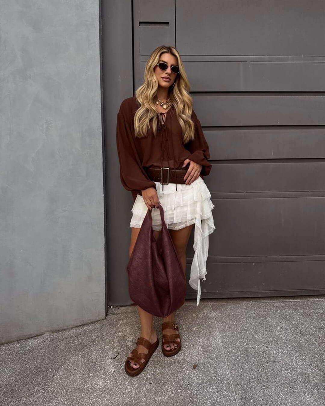 SEAME - Romy Hobo Vegan Leather Shopper Bag Coffee Regular