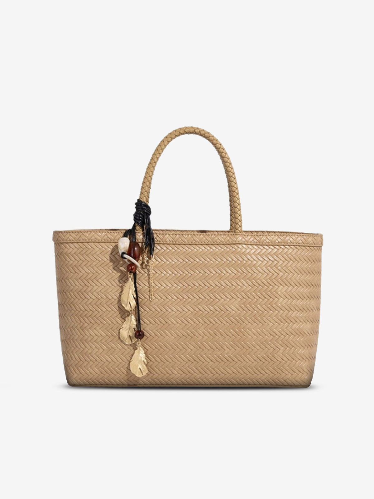 SEAME - SEAME - Isla Braided Tote Bag with Removable Strap & Charm Beige
