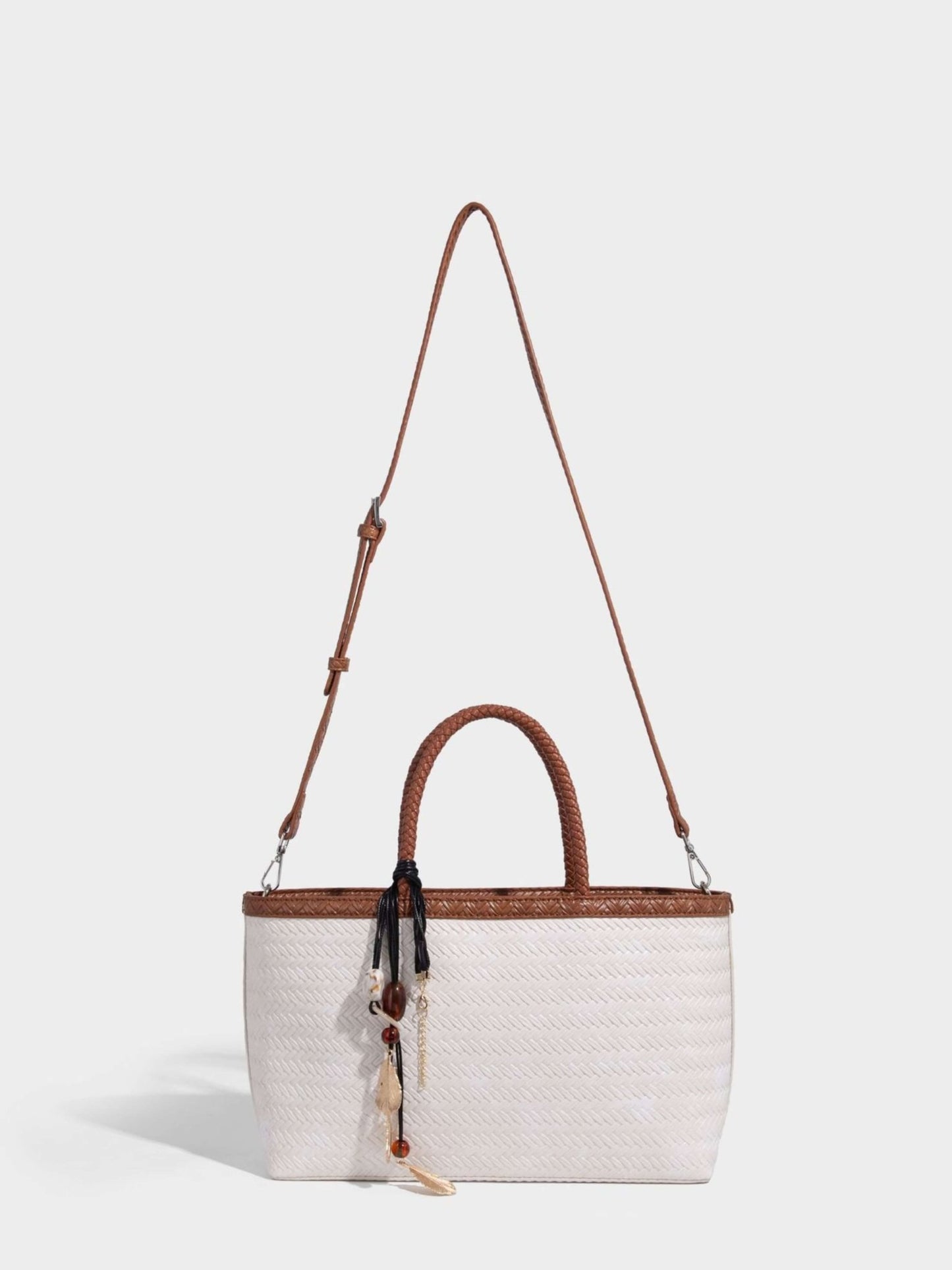 SEAME - SEAME - Isla Braided Tote Bag with Removable Strap & Charm Black