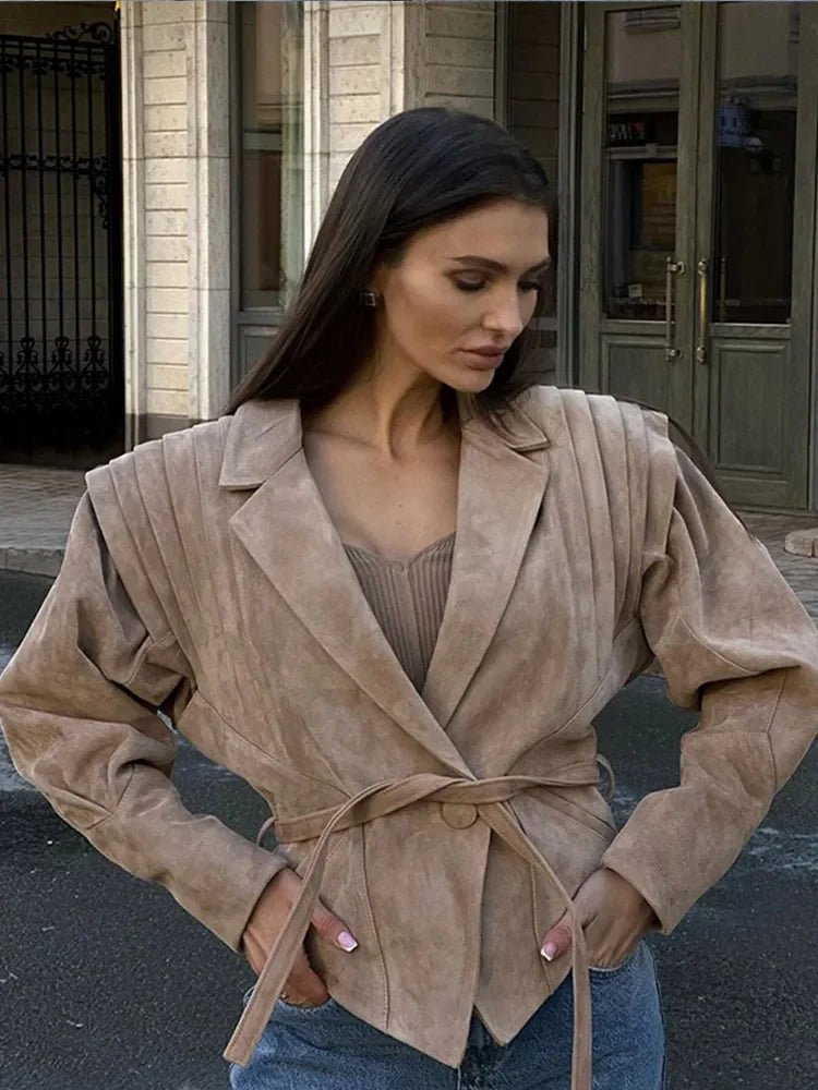 SEAME - Serena Leather Jacket Beige M