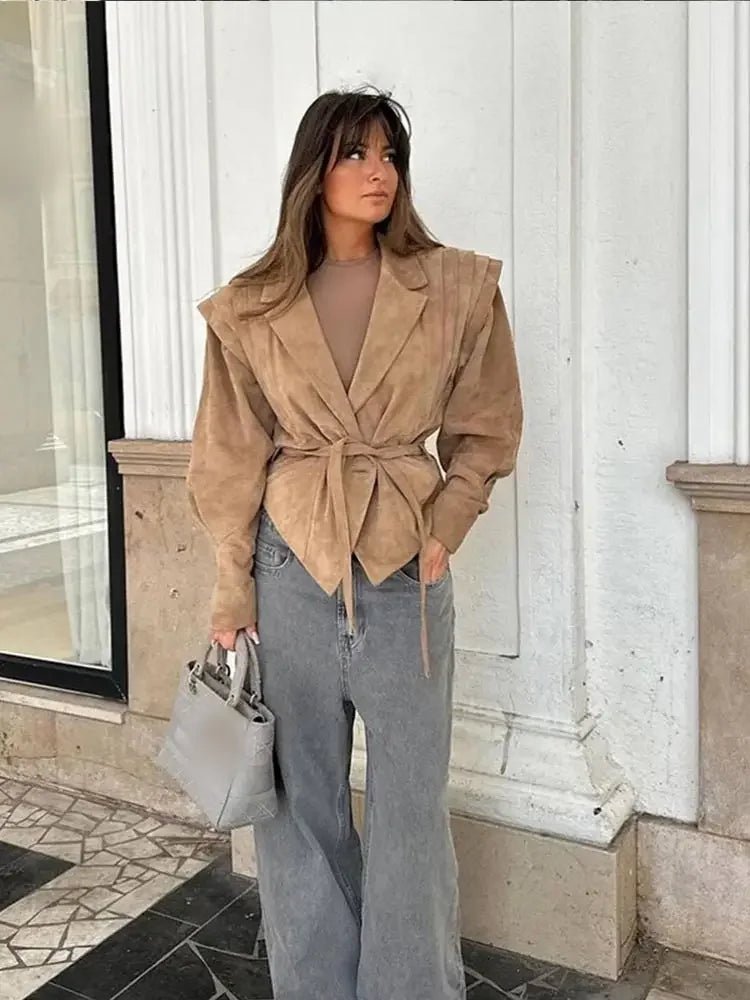 SEAME - Serena Leather Jacket Beige L