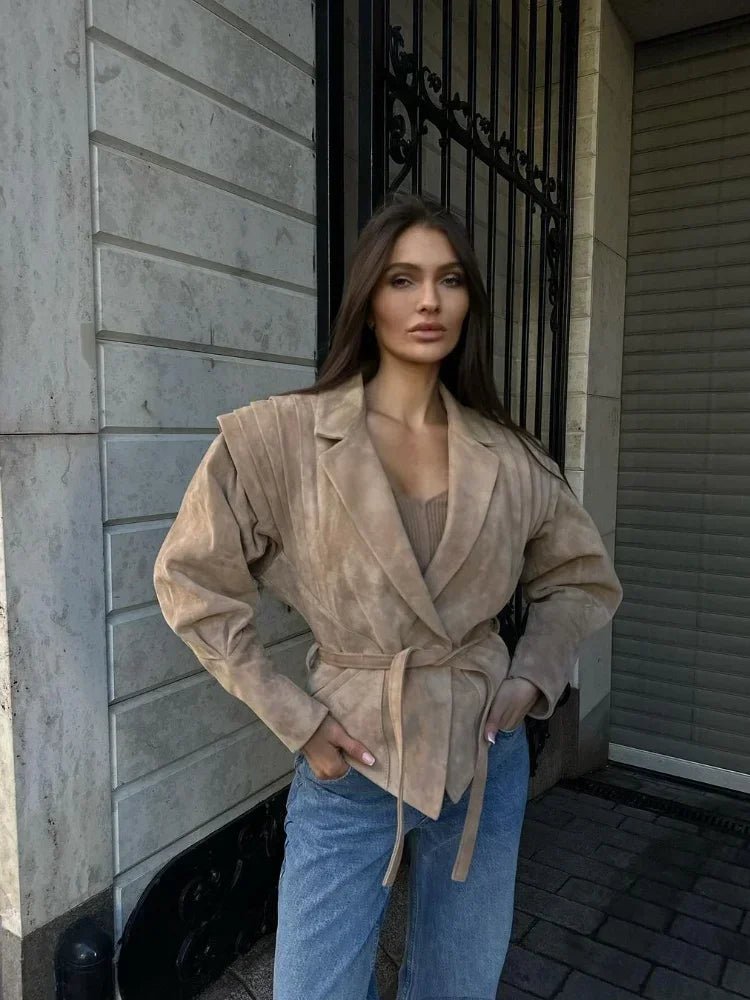 SEAME - Serena Leather Jacket Beige S