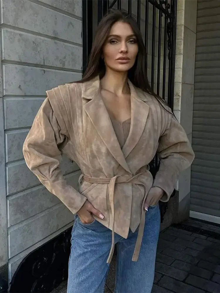 SEAME - Serena Leather Jacket Beige L