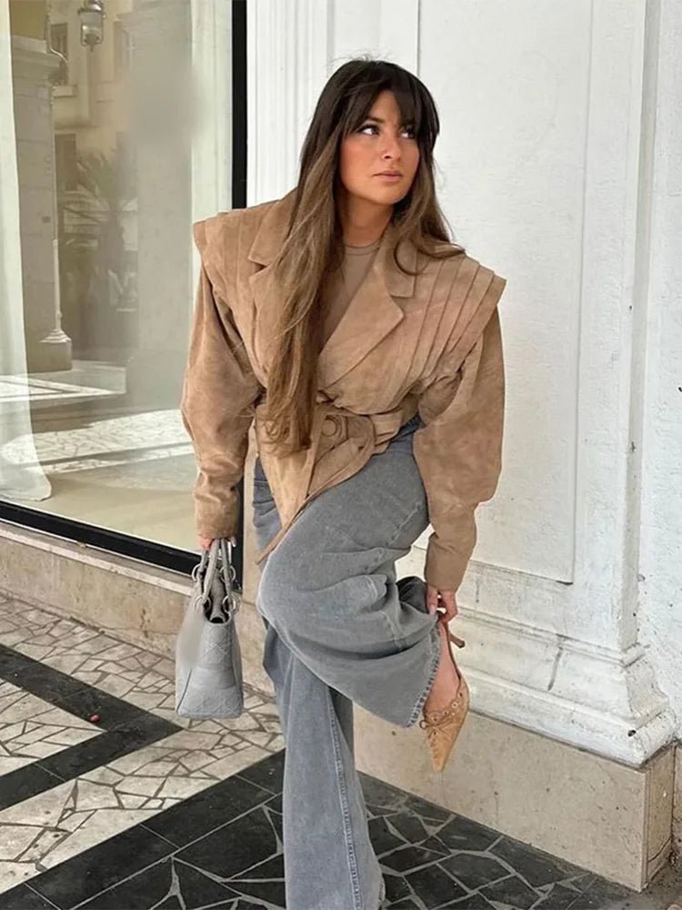 SEAME - Serena Leather Jacket Beige L
