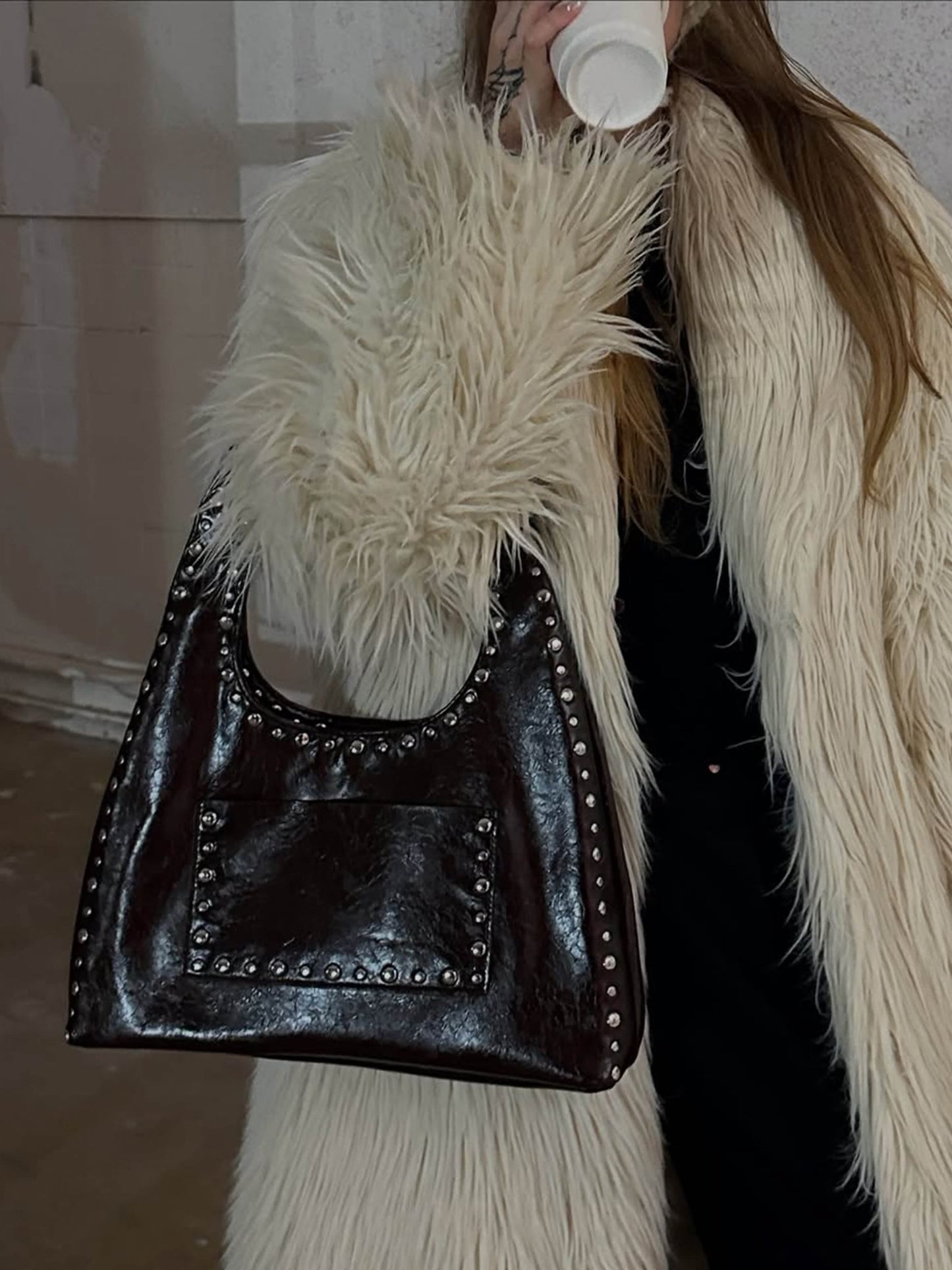 Seame - Stefani Studded Tote Bag Brown Regular