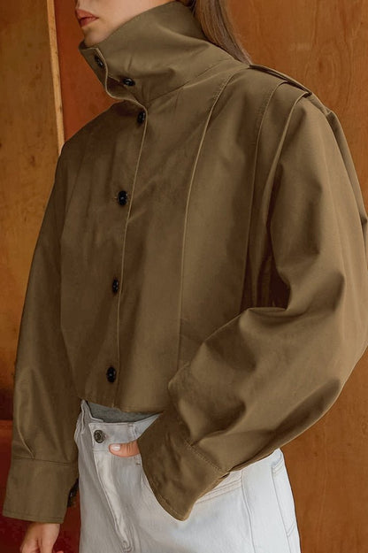 SEAME - Abigail Pleated Collar Jacket Brown M