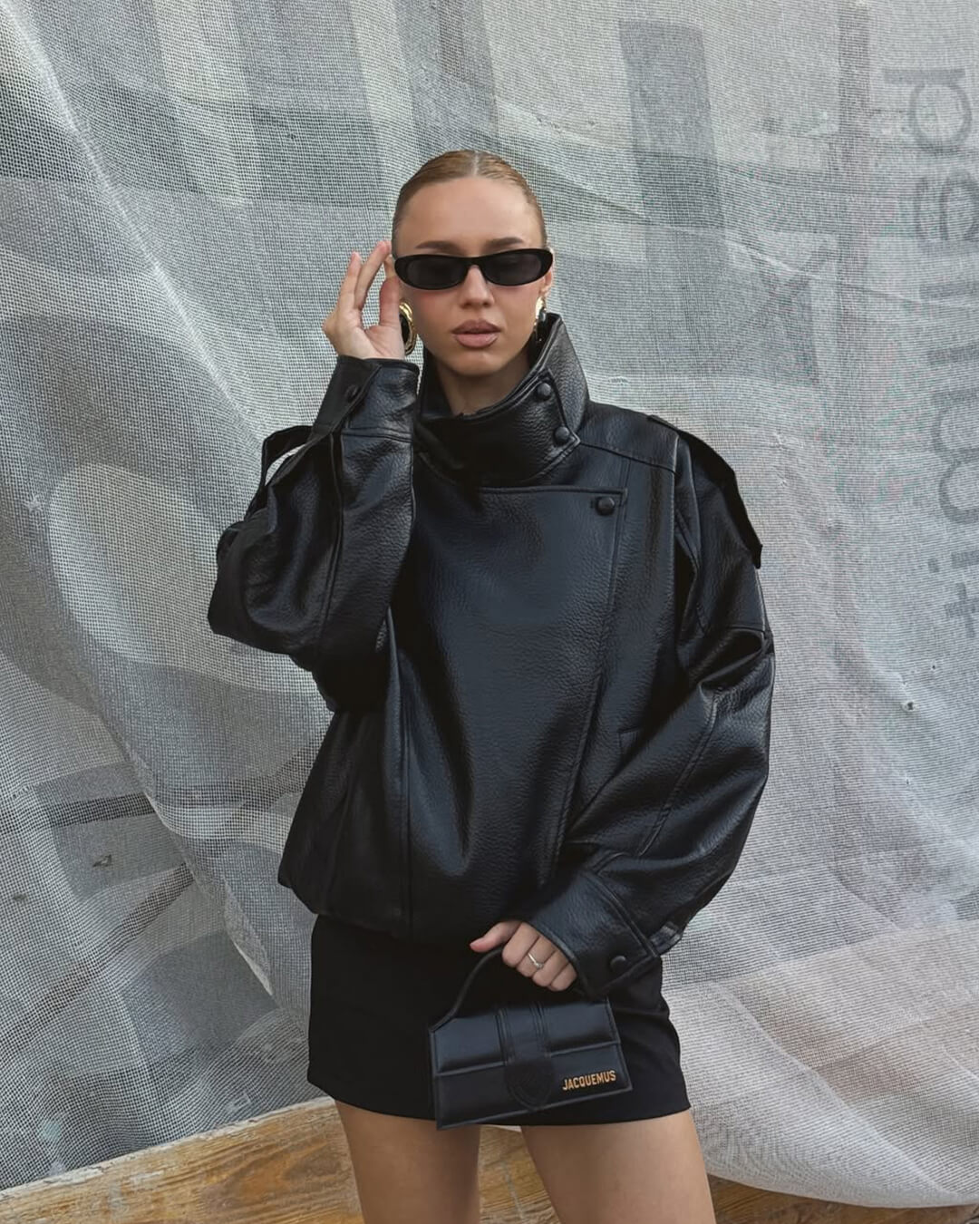 SEAME - Cecil Asymmetrical Leather Jacket Black XS