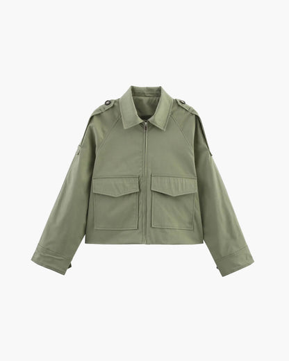 SEAME - Ella Cropped Trench Jacket black L
