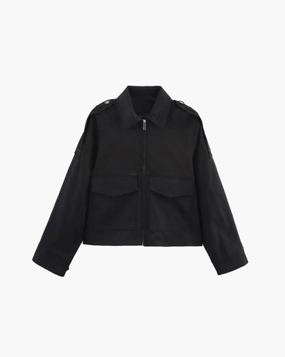 SEAME - Ella Cropped Trench Jacket black L