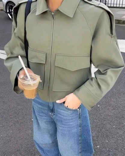 SEAME - Ella Cropped Trench Jacket khaki XL