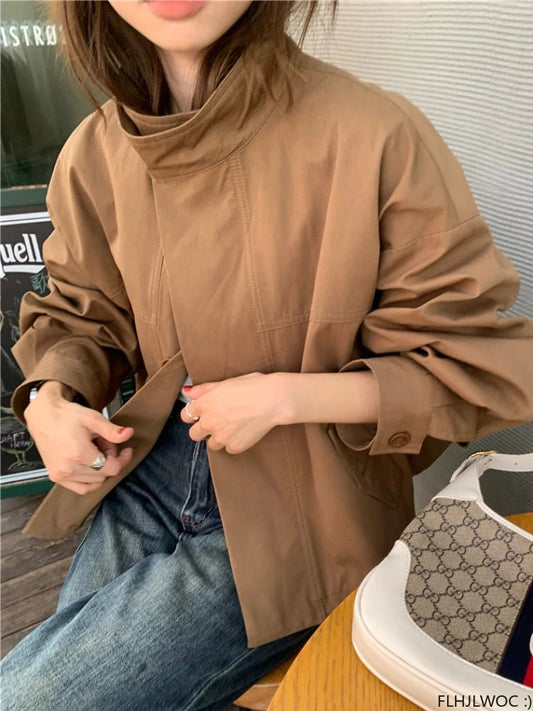 SEAME - Harper Windbreaker Jacket Brown One Size