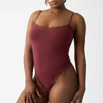 SEAME - Isla Lace Wireless Bodysuit Burgundy S
