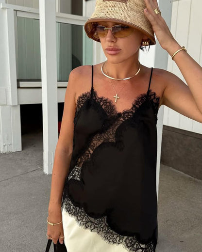 SEAME - Josephine Elegant Lace Top Black M
