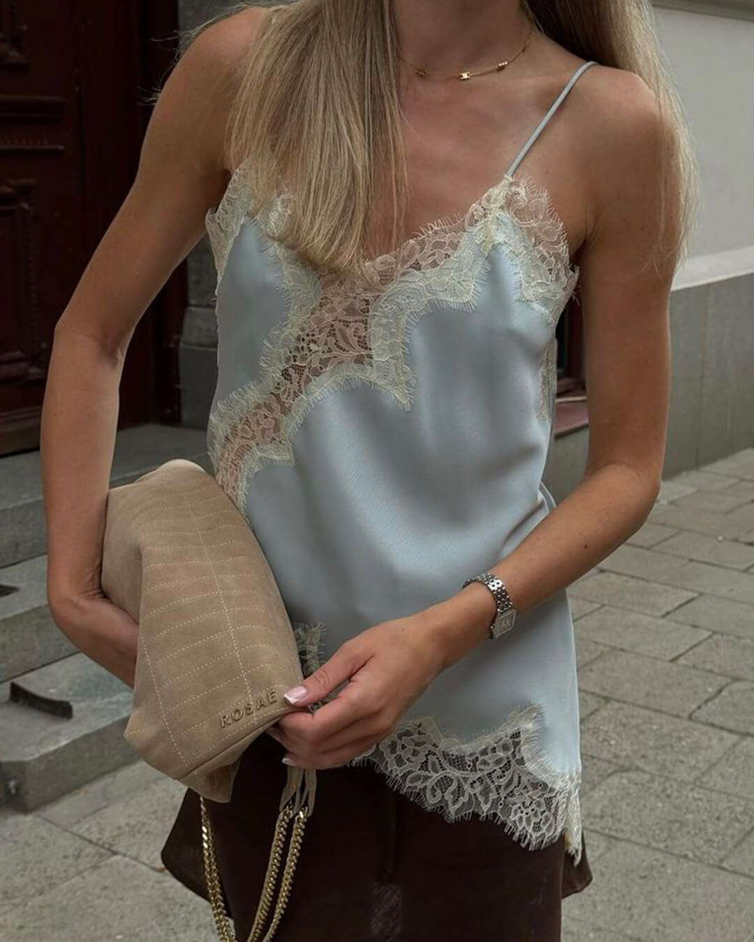 SEAME - Josephine Elegant Lace Top Blue XS