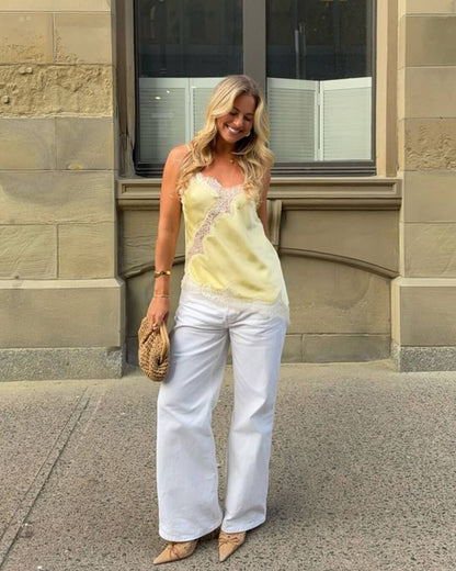 SEAME - Josephine Elegant Lace Top Yellow M