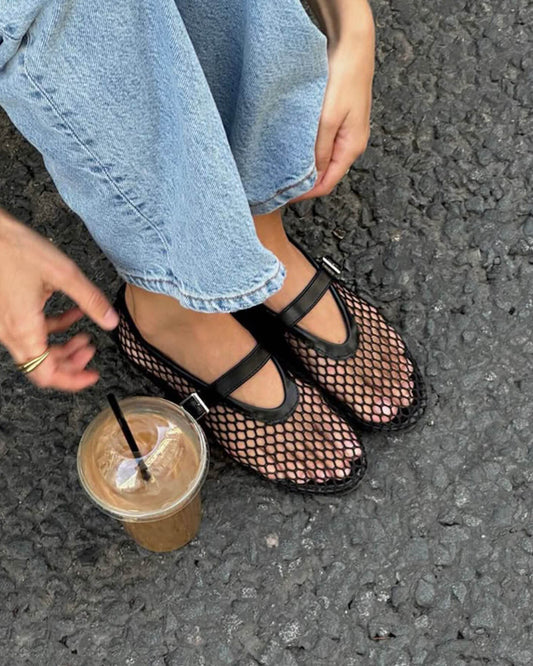 SEAME - Margaux Mesh Ballet Flats Black 36