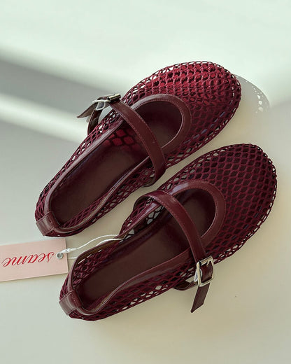 SEAME - Margaux Mesh Ballet Flats White 37