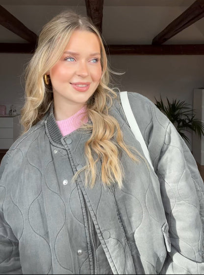SEAME - Selma Padded Bomber Jacket Gray M